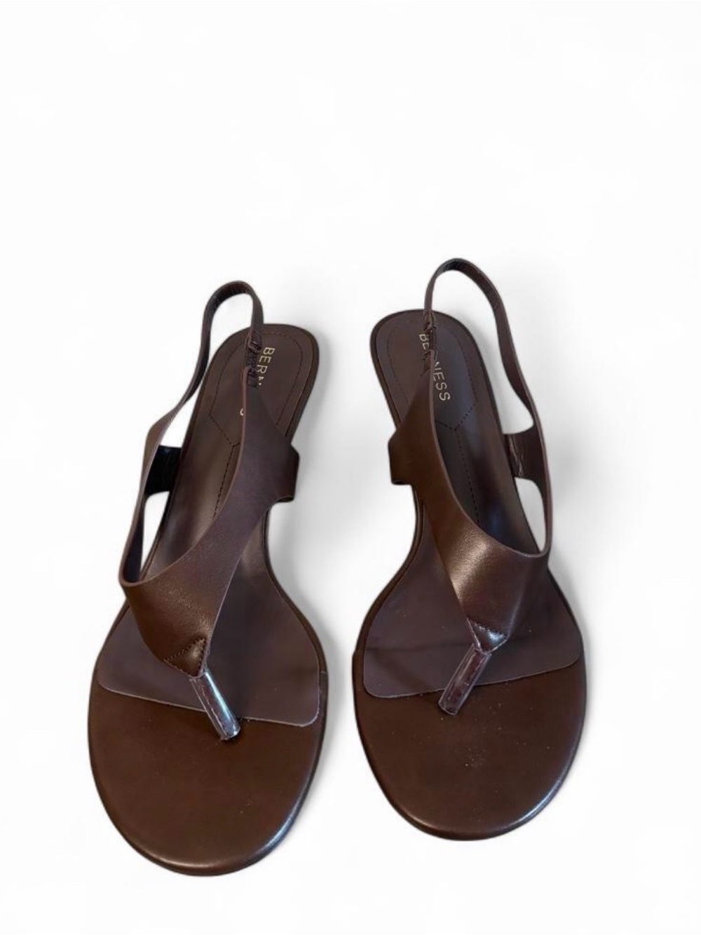 Women's Brown Leather Slingback Thong Sandals